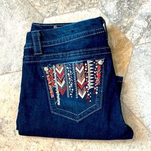 Miss Me Women's Skinny Jeans with Embroidered Pocket - Blue